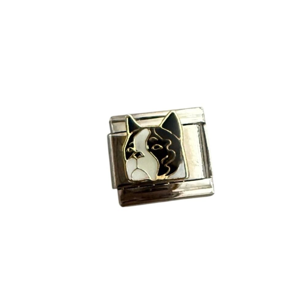 Boston Tierrier Dog Pet talian Charm Bracelet Link 9mm Stainless Steel Y2K NEW